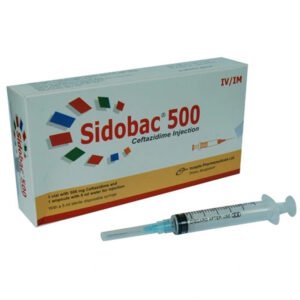 Sidobac Injection (Ceftazidime Pentahydrate 500 mg/vial)