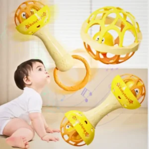 Soft Glue Dumbbell and Ball Baby Set Hand Teether With Jhunjhuni – 3 pcs