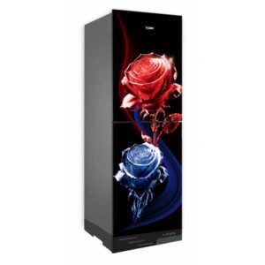VISION Glass Door Refrigerator RE-200 Liter Crystal Rose Flower Top Mount