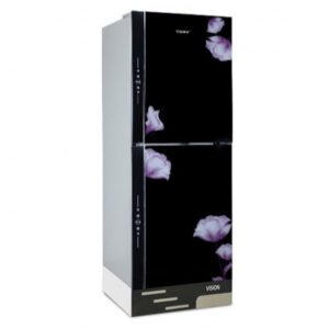 VISION Glass Door Refrigerator RE-280 Liter Mirror Purple Flower Top Mount Share