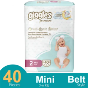 Giggles Premium Belt System Baby Diaper (Mini) (3-6 Kg) (40 Pcs)