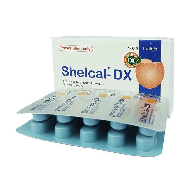 Shelcal-DX Tablet 600 mg + 400 IU (Eggshell Calcium + Vitamin D3)