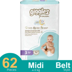 Giggles Premium Belt System Diaper Anti Rash (Midi) (4-9Kg) (34 Pcs)