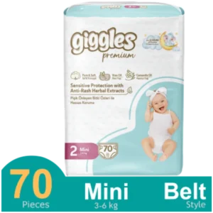 Giggles Premium Belt System Diaper Anti Rash (Mini) (3-6 Kg) (70 Pcs)