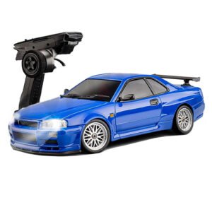 Skyline R34 2.4GHz RWD with Gyroscope on Road Alloy Body Shell Racing Cars  (Blue)