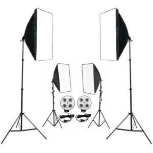 Photo Video Studio Lighting Kit 4-Socket E27 Lamp Holder Softbox Light Stands