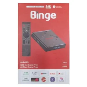 Binge Android TV Box with Voice Control Remote 24K Ultra HD 16GB DDR3, Storage: 256GB